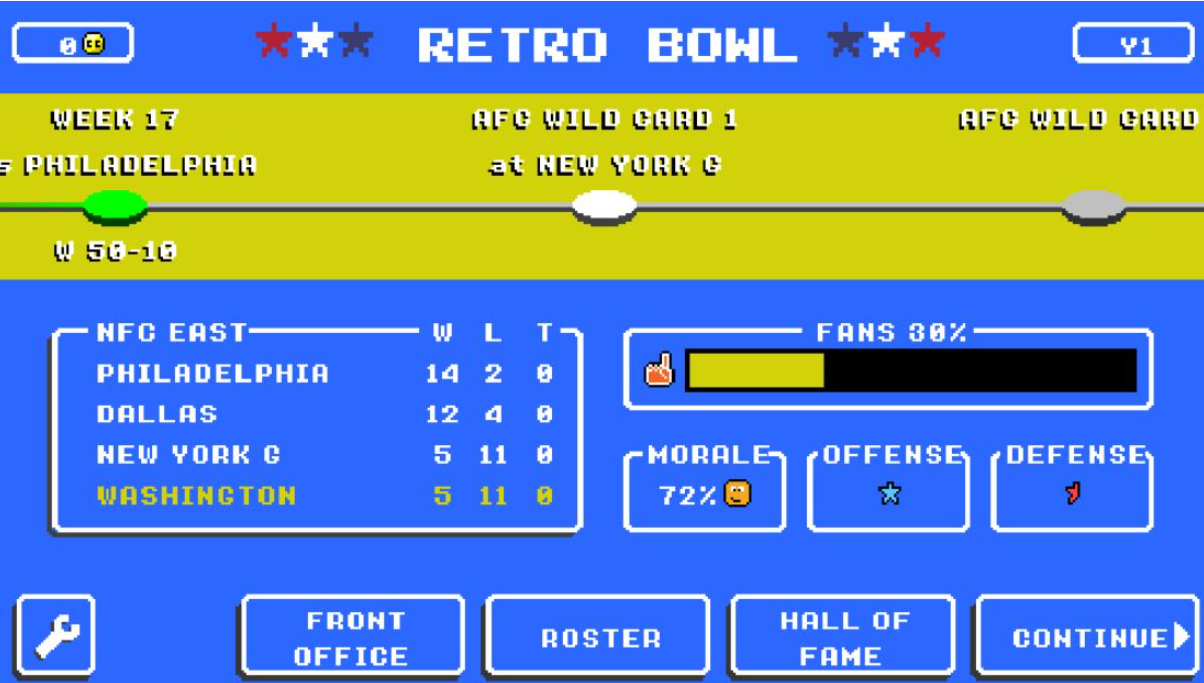 Retro Bowl 26 gameplay screenshot